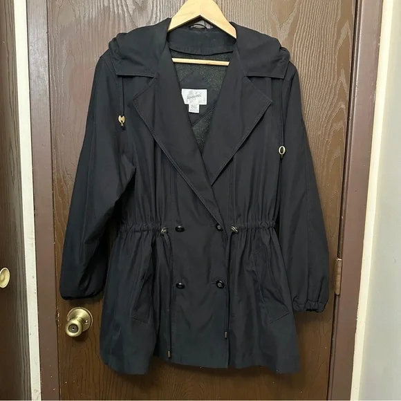 Jacqueline Ferrar Vintage Deep blue Trench Coat w/ Buttons, Women's Size M - Picture 2 of 12